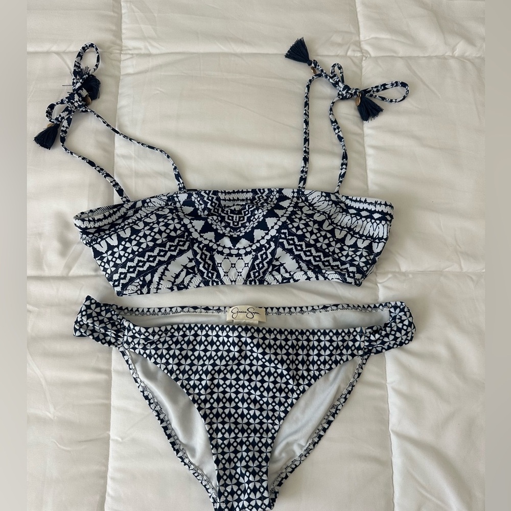 Jessica Simpson Navy and White Bikini
